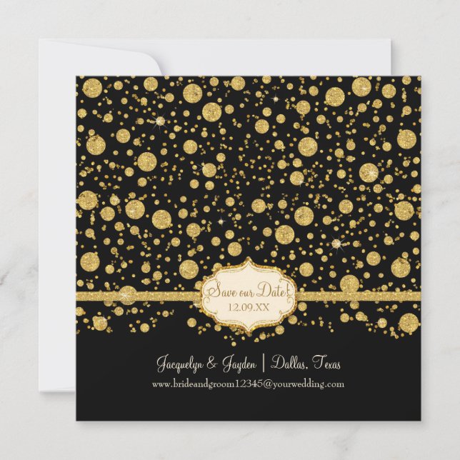 Rett unseren Date Gold Leaf Glitzer Confetti Polka Save The Date (Vorderseite)