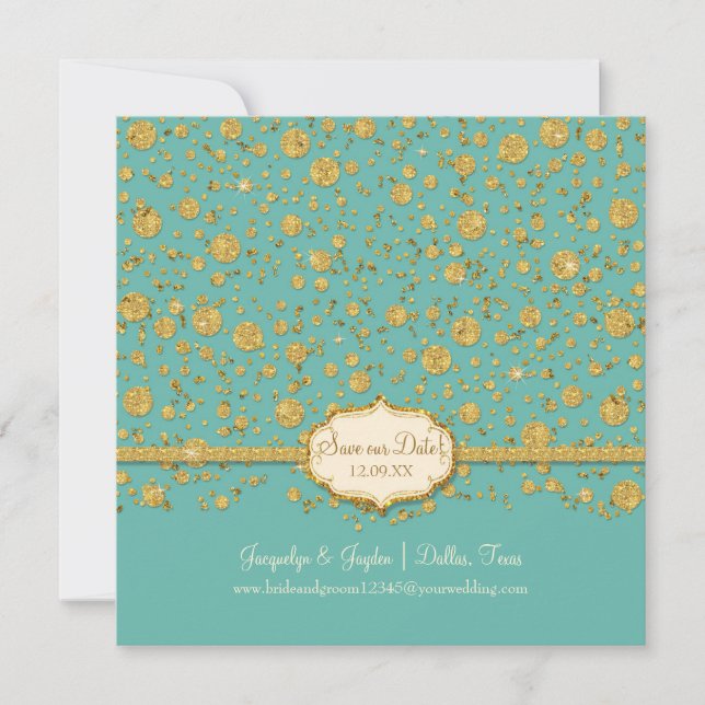 Rett unseren Date Gold Leaf Glitzer Confetti Polka Save The Date (Vorderseite)