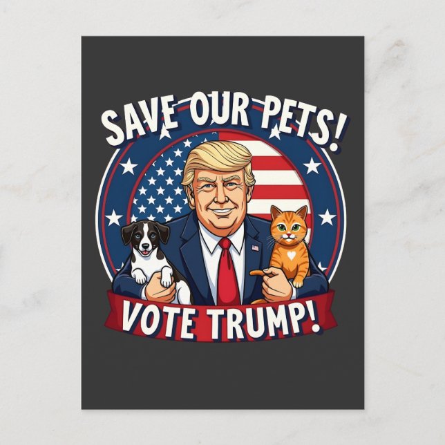 Rett unseren Haustieren, Trump-Tiere für Trump zu  Postkarte (Vorderseite)