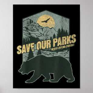 Rett unseren National Parks Resist Bear Anti Trump Poster
