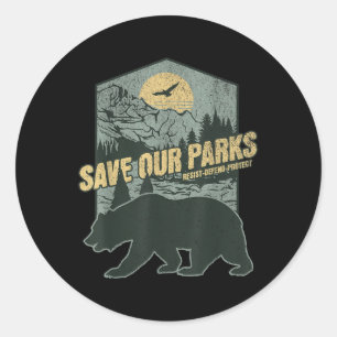 Rett unseren National Parks Resist Bear Anti Trump Runder Aufkleber