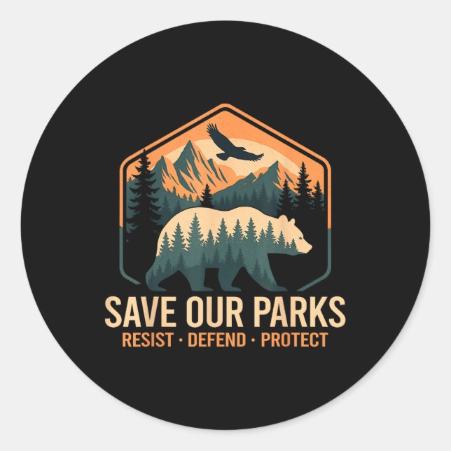 Rett unseren Parks Resist Nationalpark schützen Al Runder Aufkleber (Vorderseite)