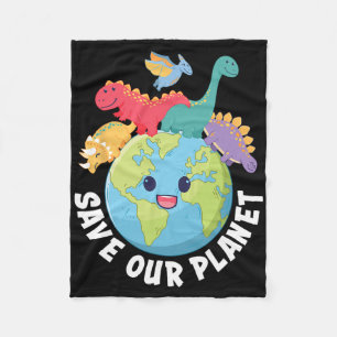 Rett unseren Planet Dinosaur Earth Day Kindermädch Fleecedecke