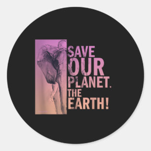 Rett unseren Planeten Die Erde Elefant Umwelt P Runder Aufkleber