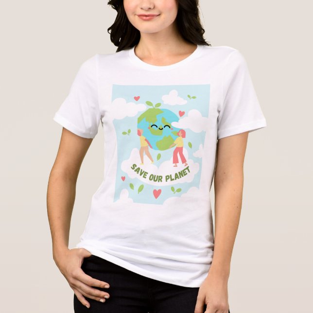 Rett unseren Planeten - Öko Friendly Nature Art Tri-Blend Shirt (Vorderseite)