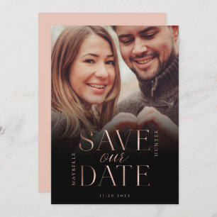 Rett unserer Date Rose Gold Full Foto Black Gradie Save The Date