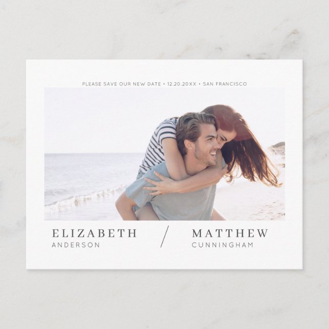 Rett unserer neuen Date Simple Chic Custom Foto We Postkarte (Vorderseite)