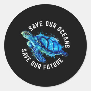 Rett unserer Ozeane Turtle Earth Day Pro Environme Runder Aufkleber