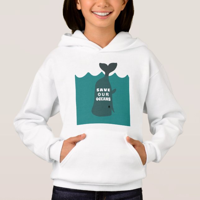 Rett unserer Ozeane Umweltkunst Hoodie (Vorderseite)