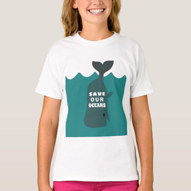 Rett unserer Ozeane Umweltkunst T-Shirt (Vorderseite)