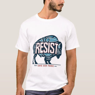 Rett unserer Parks Retro Bison Resist Umwelt T-Shirt