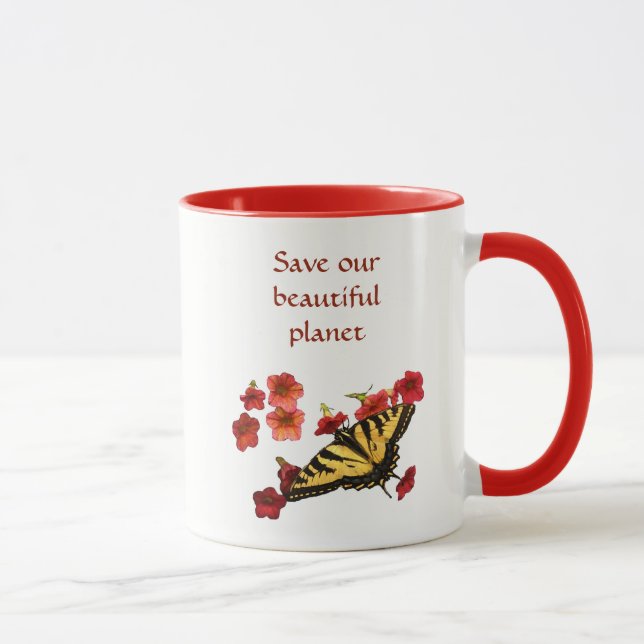 Rett unserer Tasse "Gelber Schmetterling Rote Blum (Rechts)