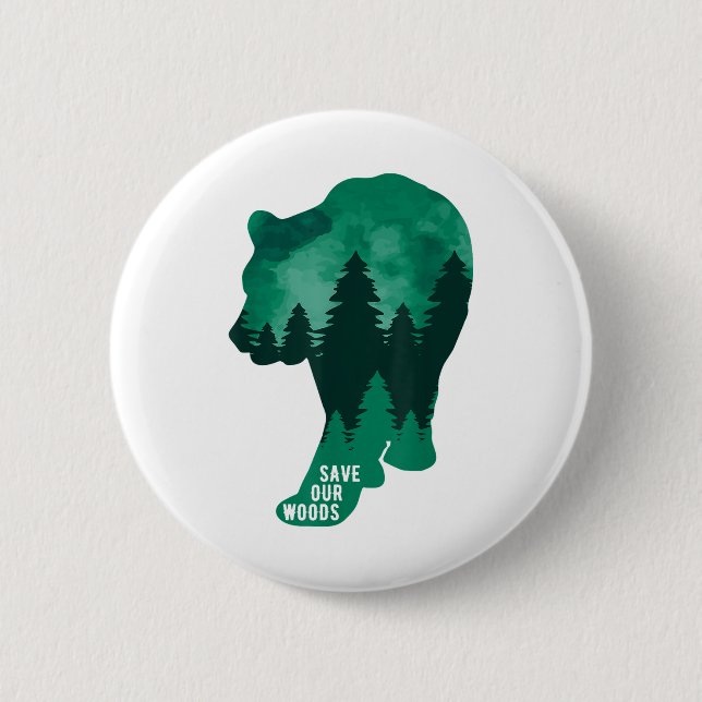 Rett unserer Waldschutzbärenart Button (Vorderseite)