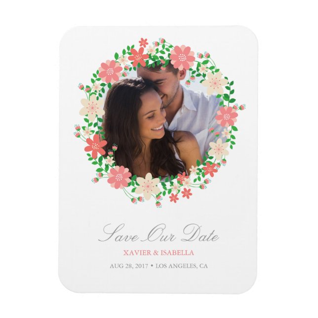 Rett unseres Datums | Floral Wreath Magnet (Vertikal)