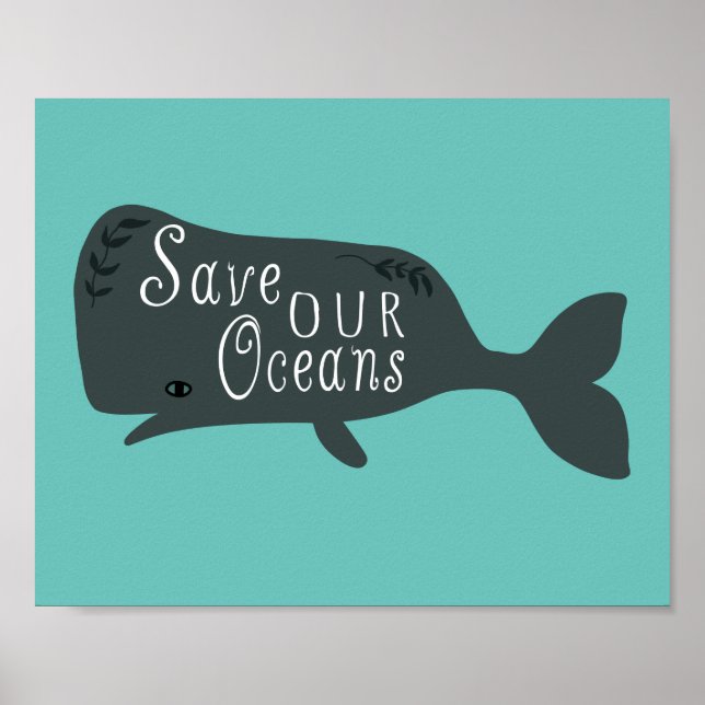 Rett unseres Ozeans Umwelt Whale Blue Poster (Vorne)
