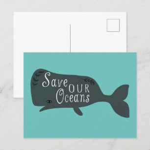Rett unseres Ozeans Umwelt Whale Blue Postkarte