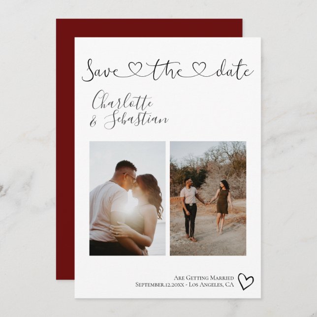 Rett unseres Personalisierten Fotos mit dem Datum  Save The Date (Vorne/Hinten)