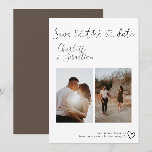 Rett unseres Personalisierten Fotos mit dem Datum  Save The Date (Vorne/Hinten)