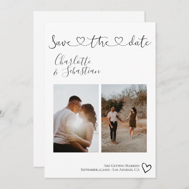 Rett unseres Personalisierten Fotos mit dem Datum  Save The Date (Vorne/Hinten)