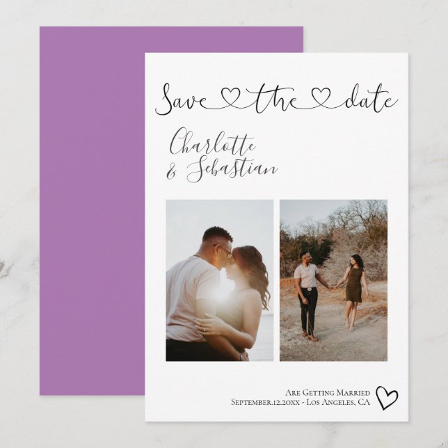 Rett unseres Personalisierten Fotos mit dem Datum  Save The Date (Vorne/Hinten)