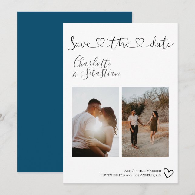 Rett unseres Personalisierten Fotos mit dem Datum  Save The Date (Vorne/Hinten)
