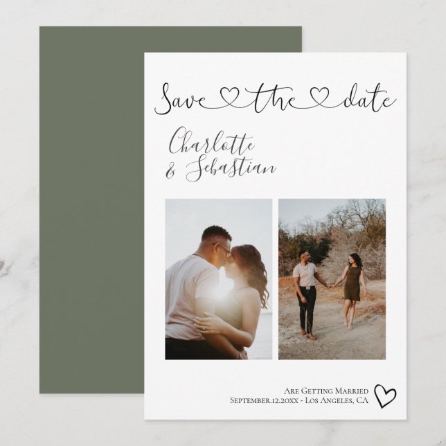 Rett unseres Personalisierten Fotos mit dem Datum  Save The Date (Vorne/Hinten)