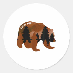 Rett unseres Waldschutzbären Grizz Runder Aufkleber