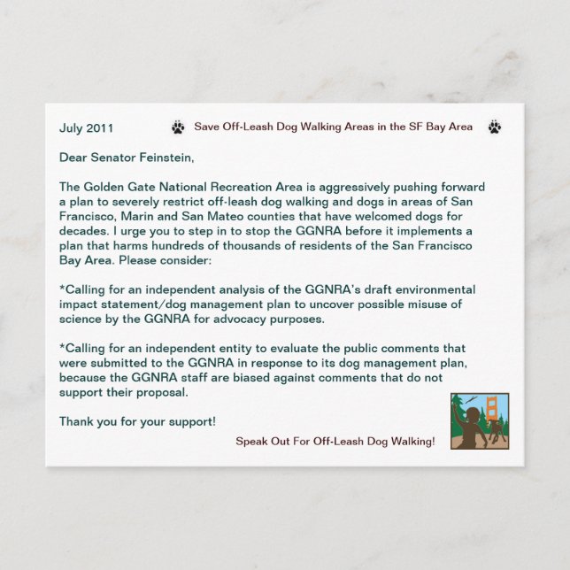 Rett von Leash Dog Walking Senator Feinstein Postkarte (Vorderseite)