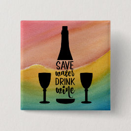 Rett Wasser trinken Wein Schwarze Flasche Zwei Glä Button