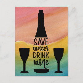 Rett Wasser trinken Wein Schwarze Flasche Zwei Glä Postkarte