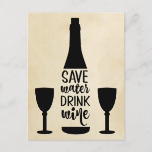 Rett Wasser trinken Wein Schwarze Flasche Zwei Glä Postkarte