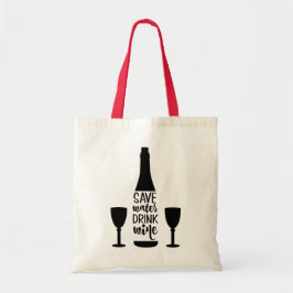 Rett Wasser trinken Wein Schwarze Flasche Zwei Glä Tragetasche