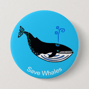 Rett WHALES - Tierliebhaber - Wildtiere - Blauer K Button
