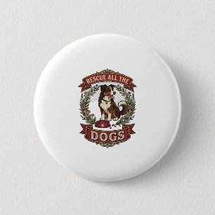 Rette alle Hunde Hund Floralkranz Band_1 Button