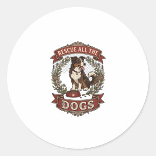 Rette alle Hunde Hund Floralkranz Band_1 Runder Aufkleber
