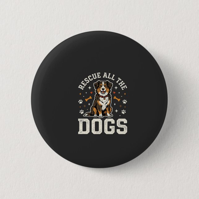Rette alle Hunde Vintage Hund Button (Vorderseite)