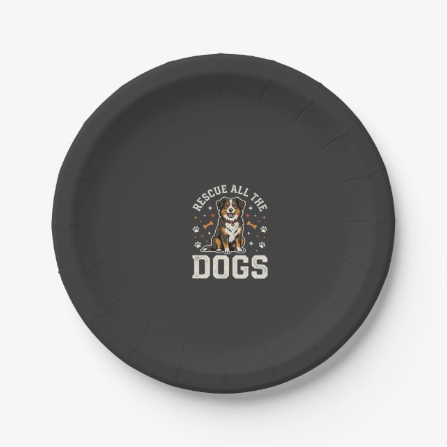 Rette alle Hunde Vintage Hund Pappteller (Vorderseite)