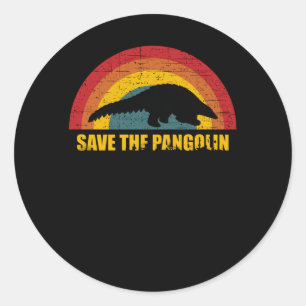 Rette das Pangolin im Vintage-Retro-Stil Runder Aufkleber