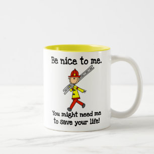 Rette Dein Leben Feuerwehrmann T-Shirts und Gesche Zweifarbige Tasse
