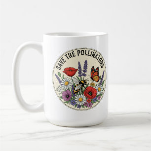 Rette den Bestäuber mit Biene, Schmetterling und B Kaffeetasse