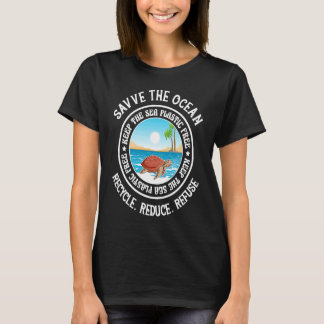 Rette den Ozean Halte das Meer Plastikfrei Schild T-Shirt