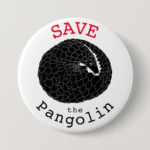 Rette den Pangolin Gefährdetes Tier Monochrome Kun Button