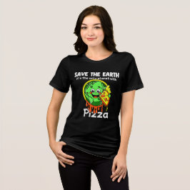 Rette die Erde Lustiges Pizza-T-Shirt Tri-Blend Shirt