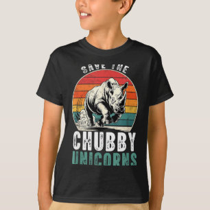 Rette die molligen Einhörner Lustiges Retro-Nashor T-Shirt