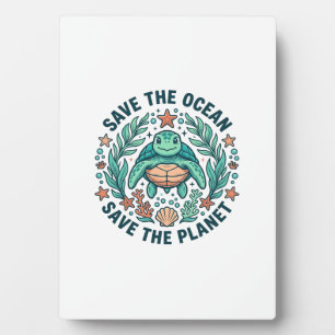 Rette die Ozean-Meeres-Schildkröte Vintage-Gravur- Fotoplatte