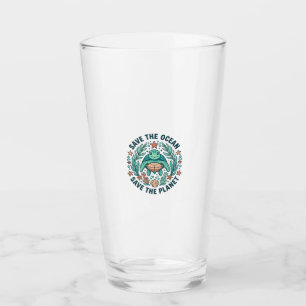 Rette die Ozean-Meeres-Schildkröte Vintage-Gravur- Glas