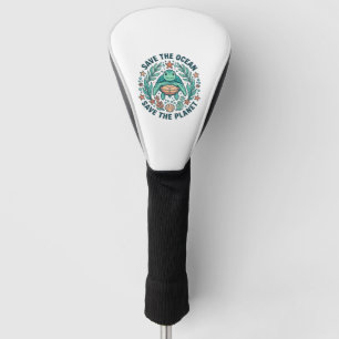 Rette die Ozean-Meeres-Schildkröte Vintage-Gravur- Golf Headcover
