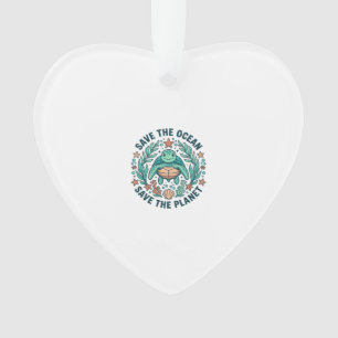 Rette die Ozean-Meeres-Schildkröte Vintage-Gravur- Ornament