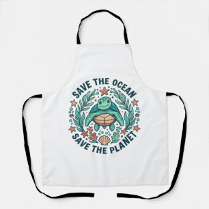 Rette die Ozean-Meeres-Schildkröte Vintage-Gravur- Schürze