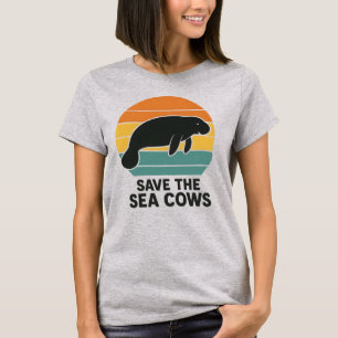 Rette die Seekühe Retro Vintage Manatee Silhouette T-Shirt